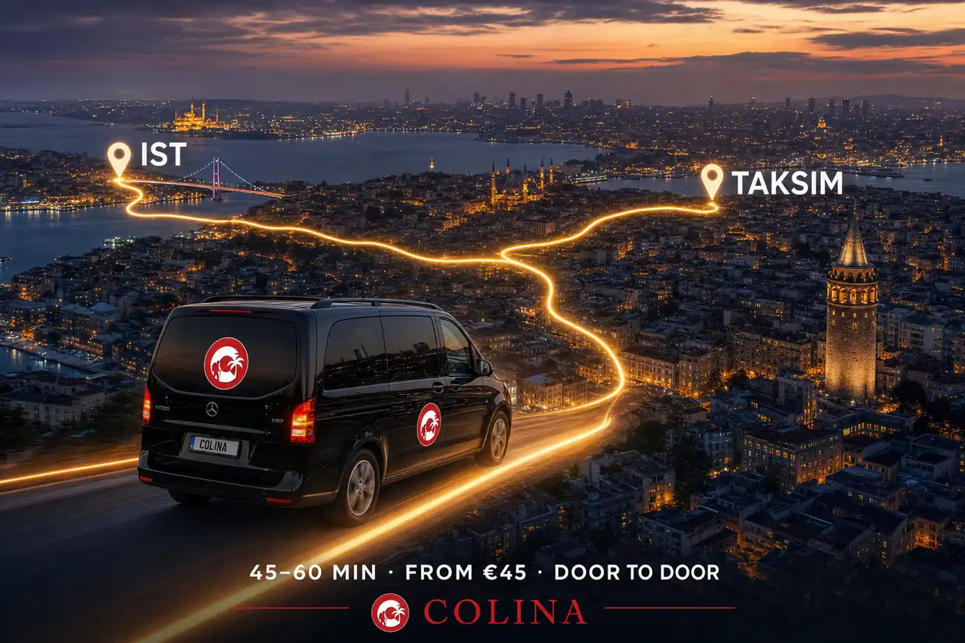 istanbul airport to taksim private Colina transfer van split IST Taksim