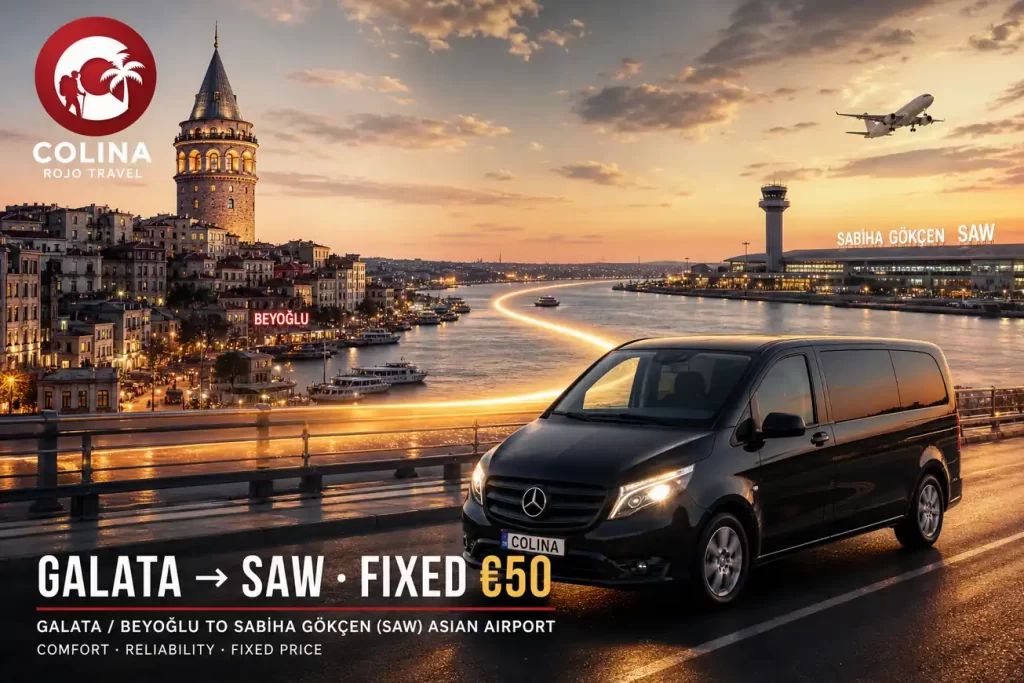 galata to sabiha gokcen Colina private transfer Galata Tower SAW