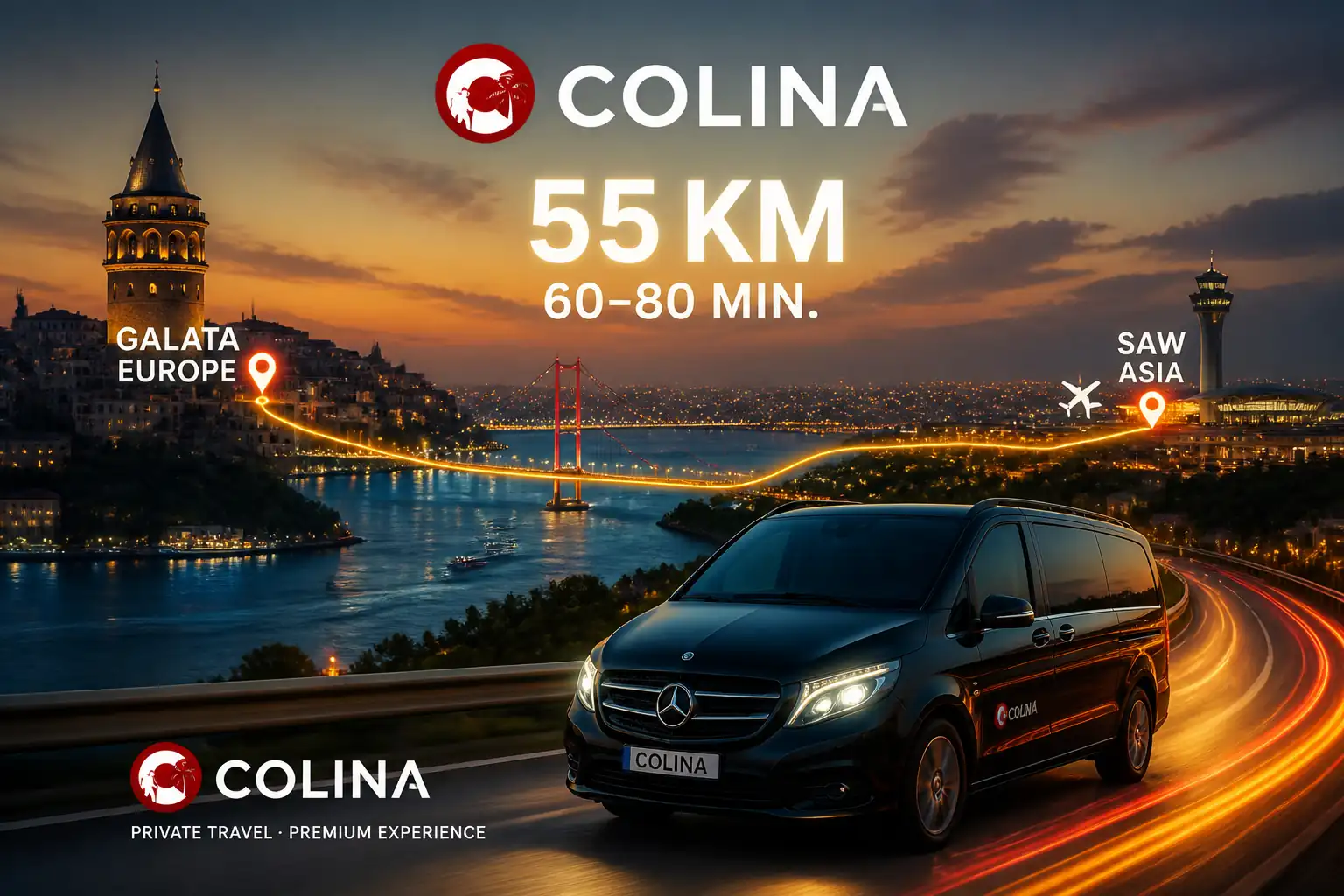 galata to sabiha gokcen Colina private transfer Galata Tower SAW