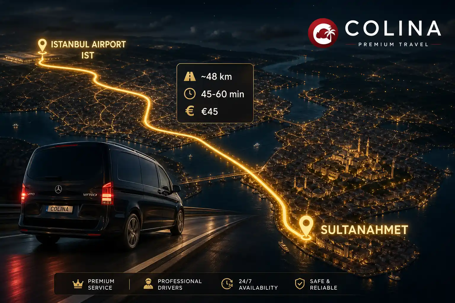 sultanahmet to istanbul airport private transfer €45 Colina Rojo