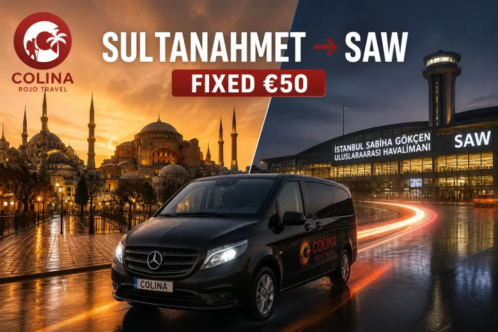sultanahmet to sabiha gokcen Colina private transfer Blue Mosque SAW