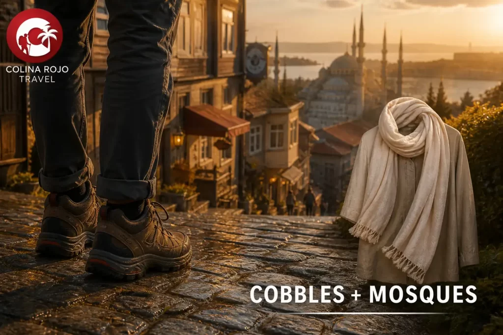 what to pack for istanbul suitcase essentials and wet cobblestone street