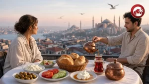 Istanbul 3 day itinerary rooftop breakfast with the Old City skyline