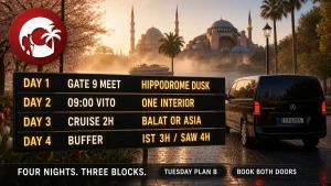 Istanbul 4 day itinerary Proven 3 usable days: arrival, ridge, boat plus hill, airport buffer