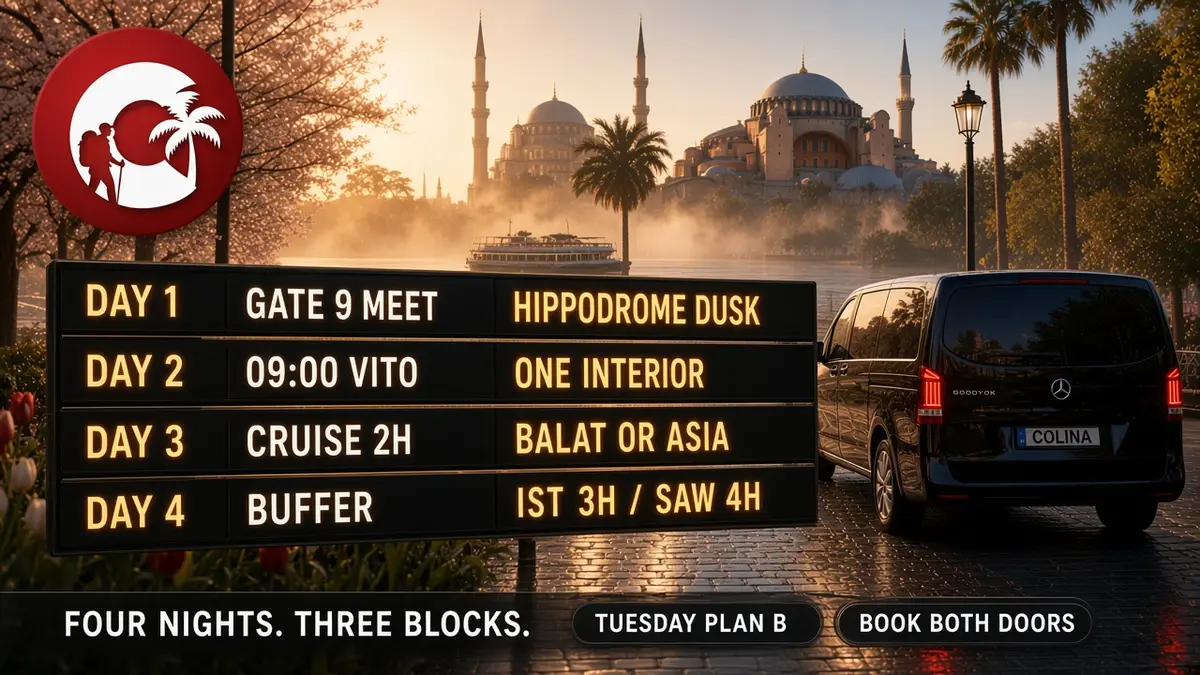 Istanbul 4 day itinerary Proven 3 usable days: arrival, ridge, boat plus hill, airport buffer