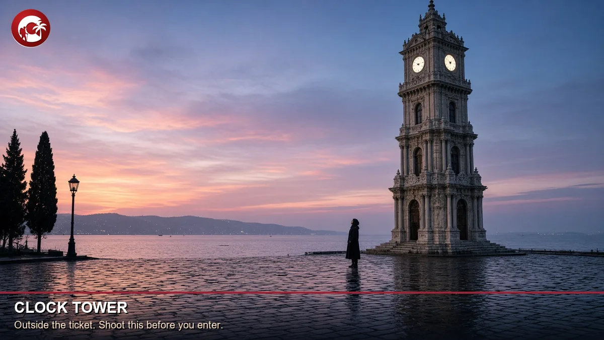 dolmabahce palace at blue hour on the Besiktas quay