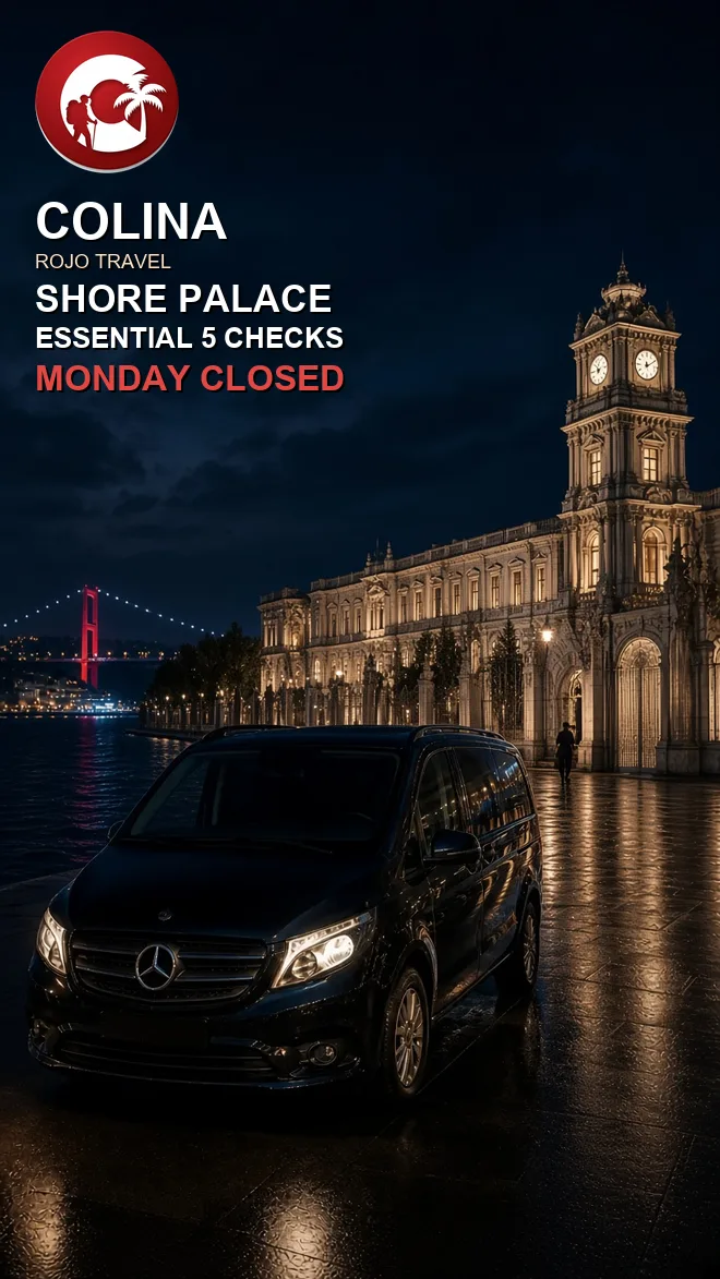 dolmabahce palace at blue hour on the Besiktas quay