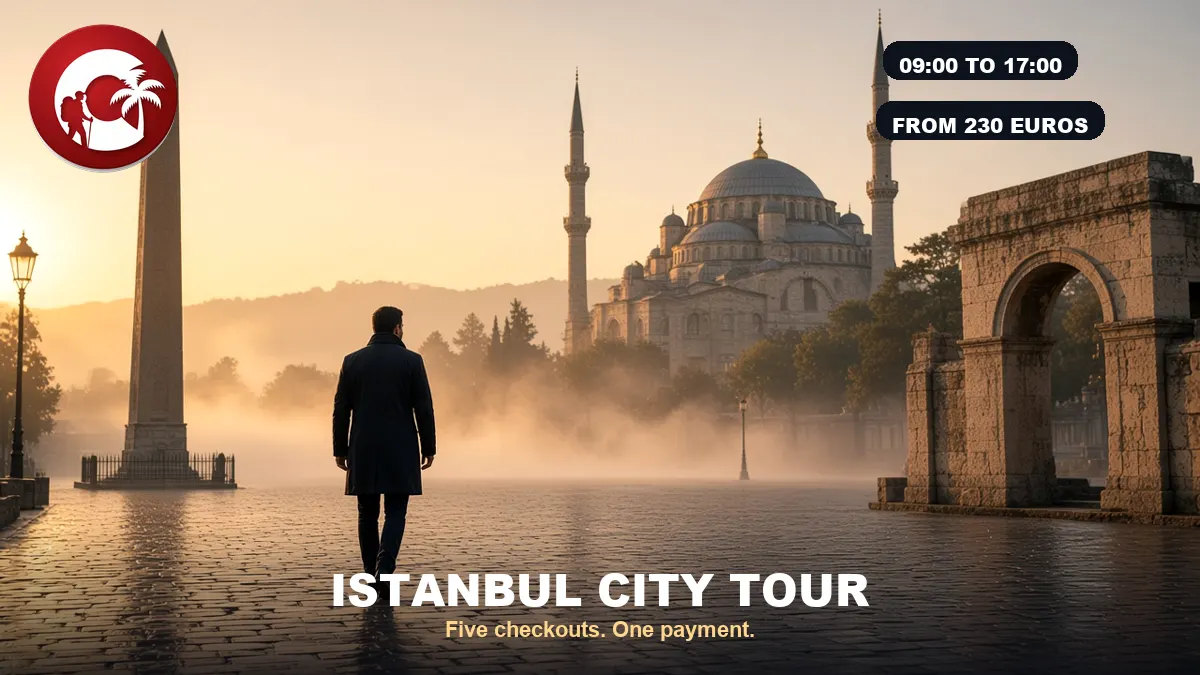Istanbul city tour at dawn on the Hippodrome, with the obelisk and Blue Mosque