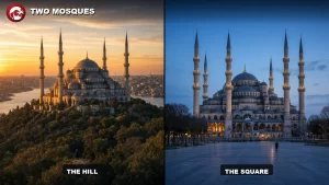 suleymaniye mosque on the Golden Horn terrace at golden hour